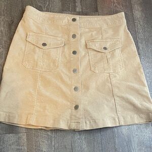 Cato Beige Corduroy Mini Skirt with Silver Buttons